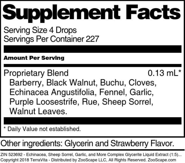 Suplemento líquido con sabor a fresa Terravita extracto herbal