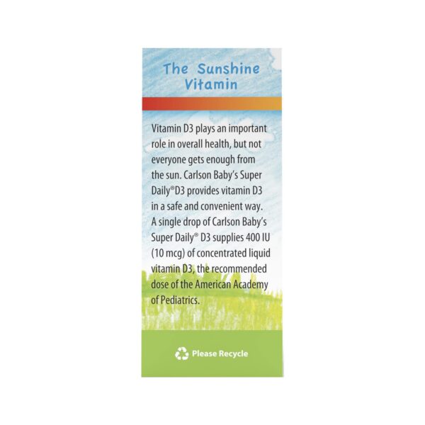 Suplemento líquido vitamina D3 para bebés Carlson laboratorio