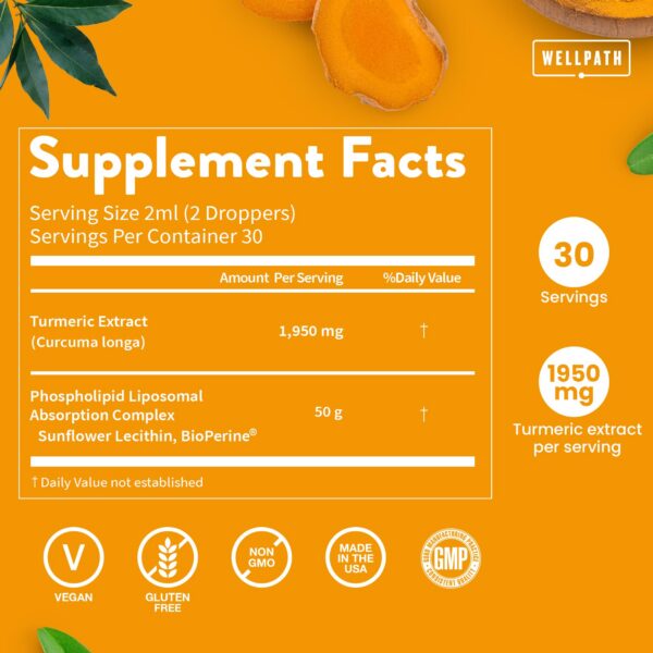 Suplemento líquido WellPath cúrcuma para salud articular