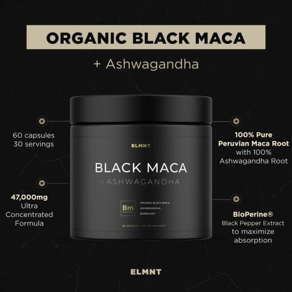Suplemento maca negra peruan a en cápsulas orgánicas