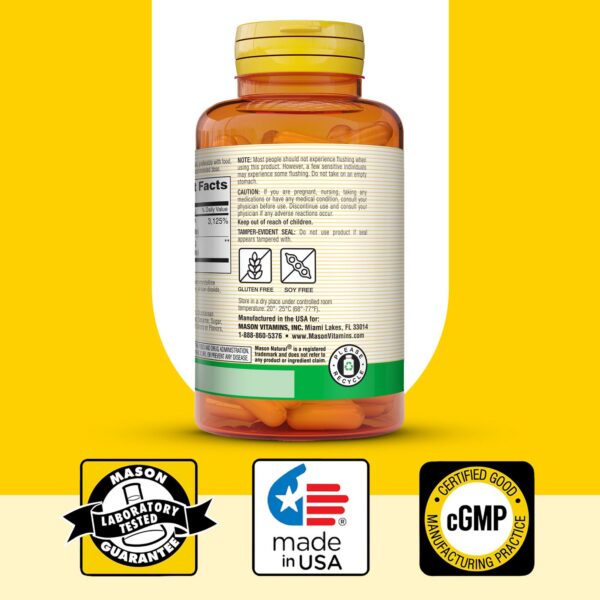 Suplemento Mason Natural niacina 500mg sin efectos secundarios comunes