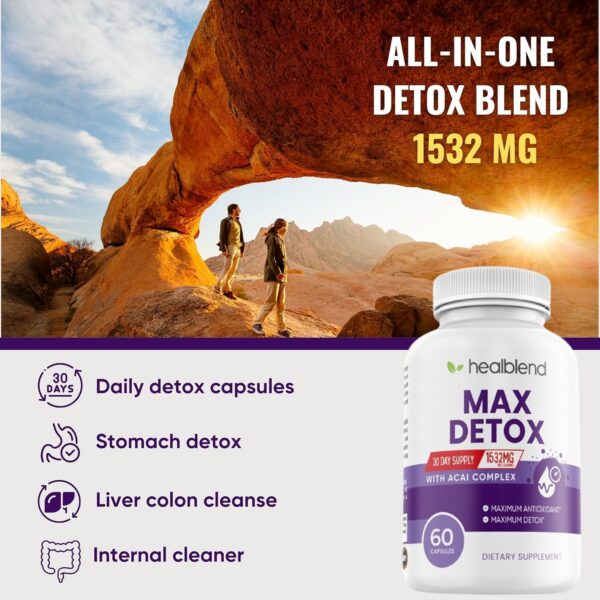 Suplemento Max Detox con açaí complejo para salud intestinal