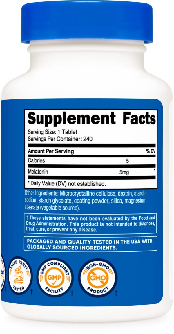 Suplemento melatonina Nutricost sin OGM y sin gluten