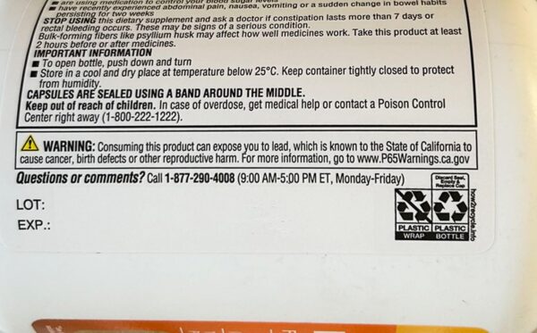 Suplemento Member's Mark fibra psyllium paquete doble