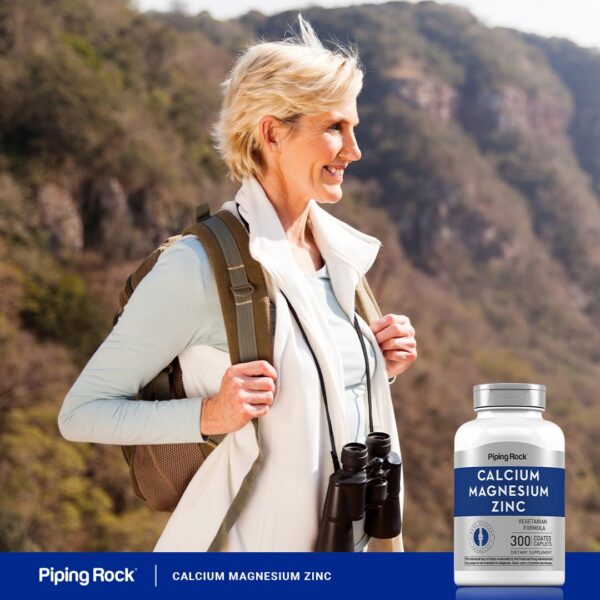 Suplemento mineral calcio magnesio zinc Piping Rock frasco