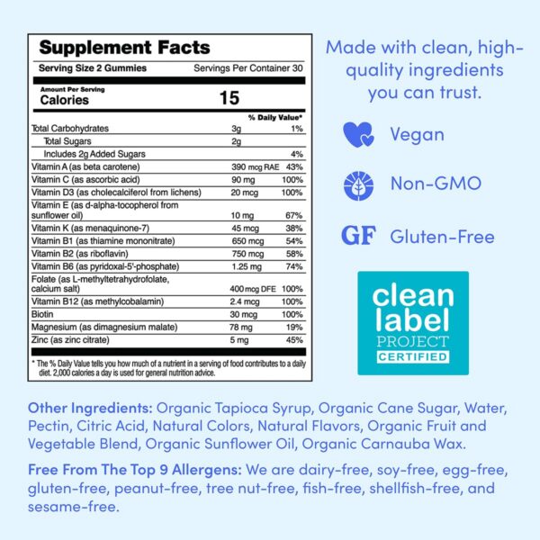 Suplemento multivitamínico con frutas y verduras orgánicas para hombres