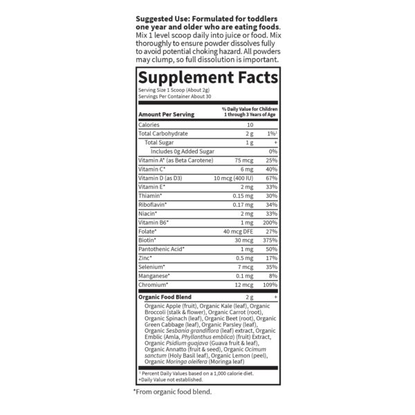 Version 1.0.0 Suplemento multivitamínico en polvo para niños saludables