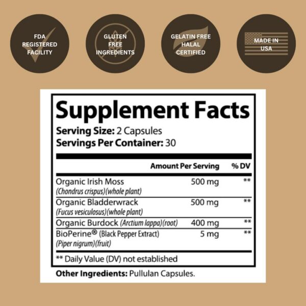 Suplemento de musgo de mar para detox y energía