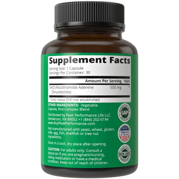 Suplemento NAD Peak Performance 30 tabletas calidad premium