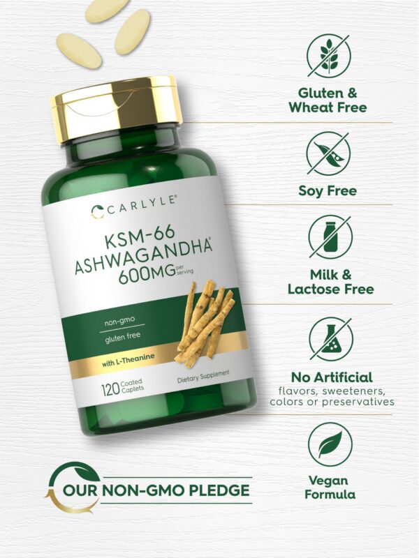 Suplemento natural Ashwagandha KSM-66 en cápsulas 120 conteo