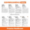 Suplemento natural Ashwagandha Prowise vegano 180 unidades