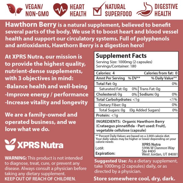 Suplemento natural baya de espino XPRS Nutra 360 cápsulas