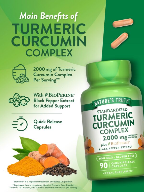 Suplemento natural de cúrcuma con pimienta negra Bioperina