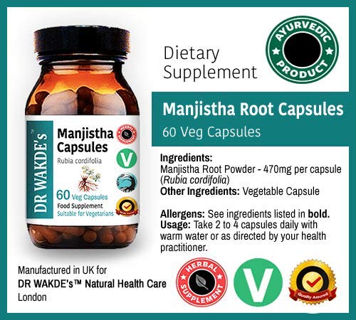 Suplemento natural DR WAKDE'S Manjistha cápsulas ayurveda