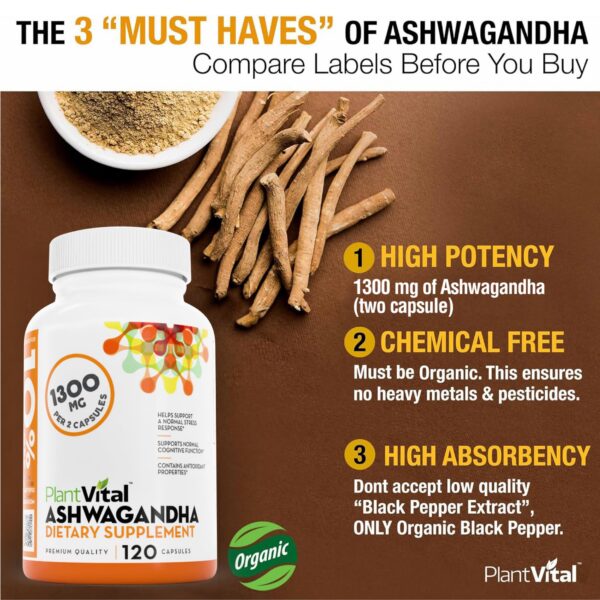 Suplemento natural para energía y estrés con ashwagandha y pimienta