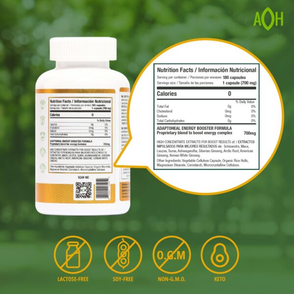 Version 1.0.0 Suplemento natural para energía y memoria con adaptógenos variados