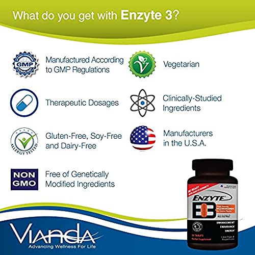 Suplemento natural Enzyte3 masculino vigor y salud 60 tabletas