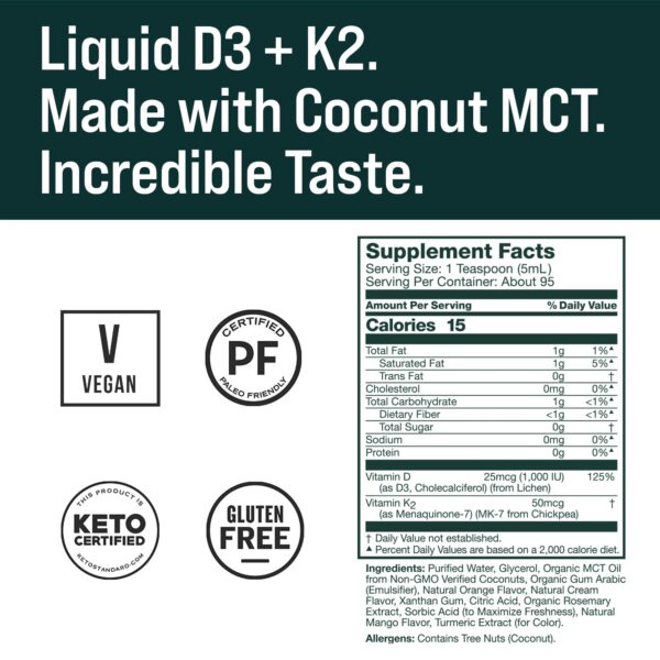 Suplemento Natural Force Vitamina D3 K2 crema naranja 473 ml