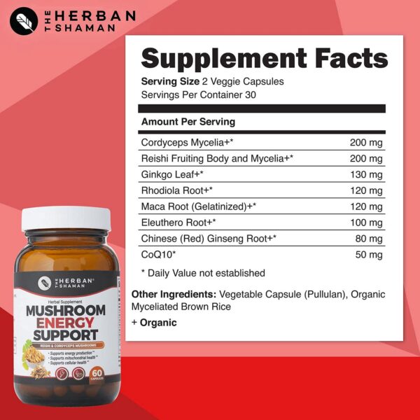 Suplemento natural con ginseng y maca para vitalidad.