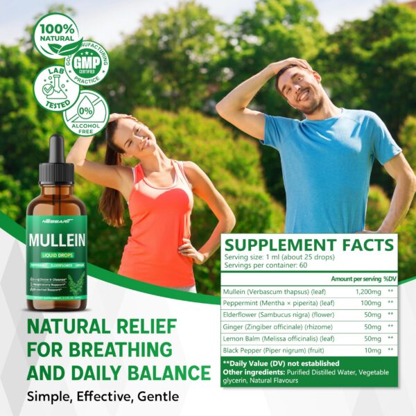 Suplemento natural líquido Mullein 60 ml hecho en EE.UU.