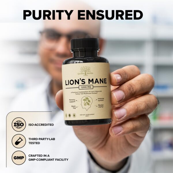 Suplemento natural melena de león y cola de pavo en cápsulas veganas