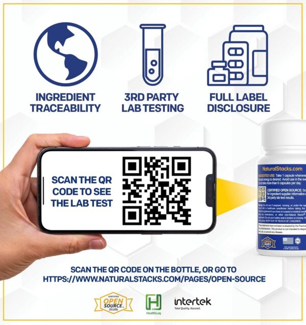 Version 1.0.0 Suplemento Natural Stacks sin gluten ni GMO frasco azul
