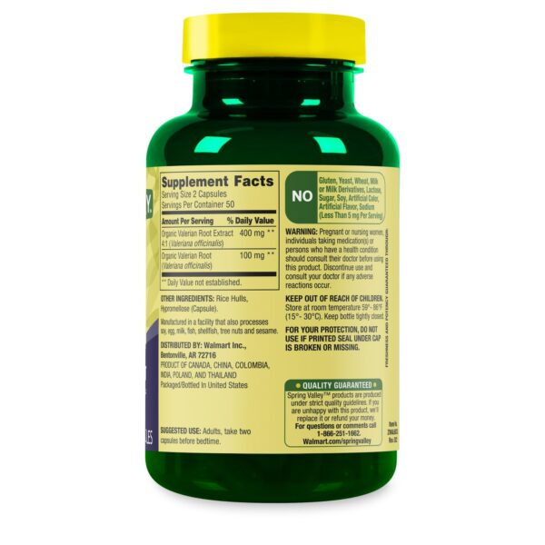 Suplemento natural de valeriana en cápsulas para bienestar general