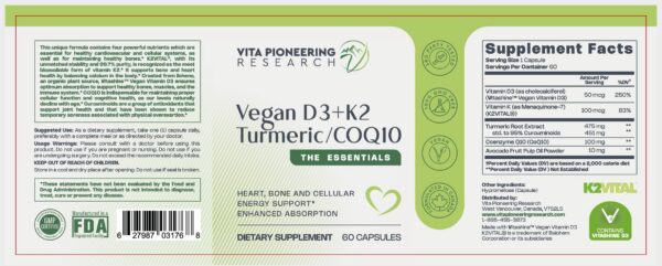 Suplemento natural Vita Pioneering con vitamina K2 D3 y antioxidantes