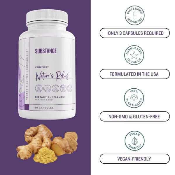 Suplemento Nature's Relief para apoyo a la movilidad en adultos.