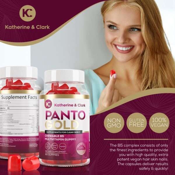 Suplemento no GMO vitamina B5 y biotina Panto Gold para piel