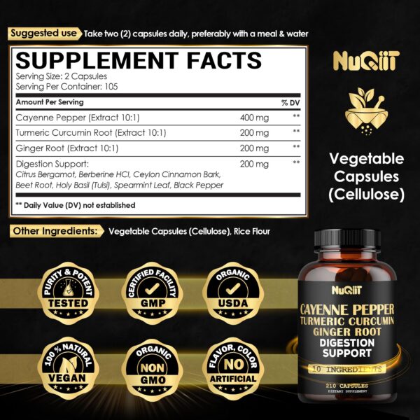Version 1.0.0 Suplemento NUQIIT fórmula avanzada pimienta de cayena 210 cápsulas