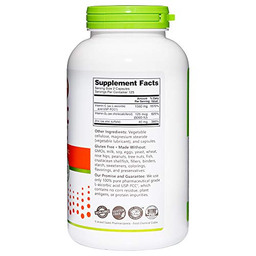 Suplemento NutriBiotic vitamina C D3 y zinc sin gluten