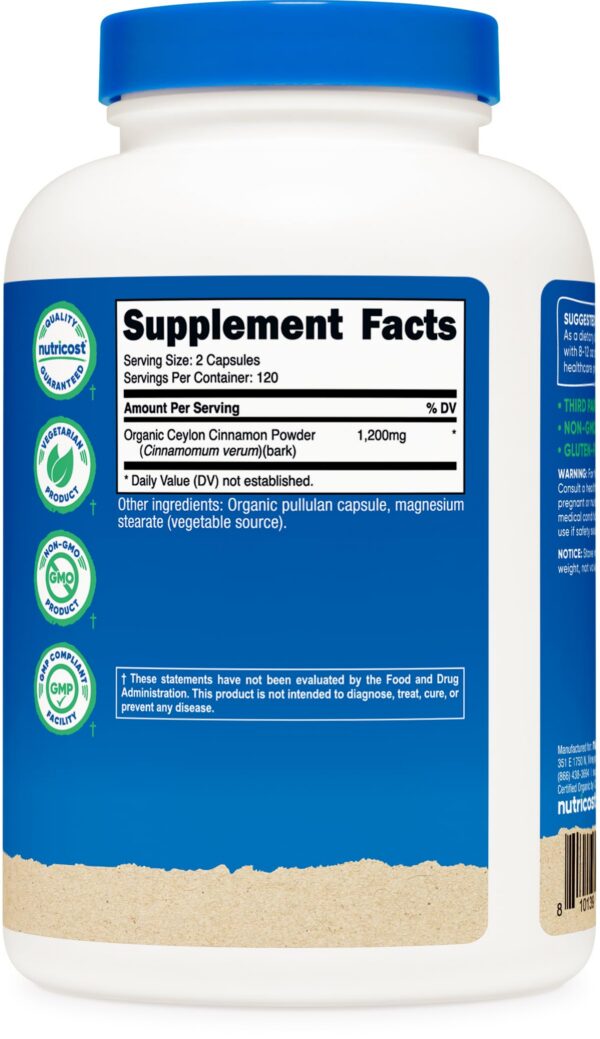 Suplemento Nutricost canela en cápsulas 240 unidades