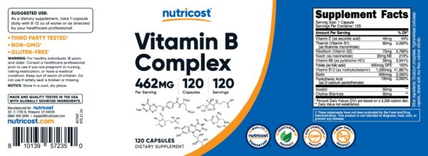 Version 1.0.0 Suplemento Nutricost vitamina B complex 462mg en cápsulas vegetales