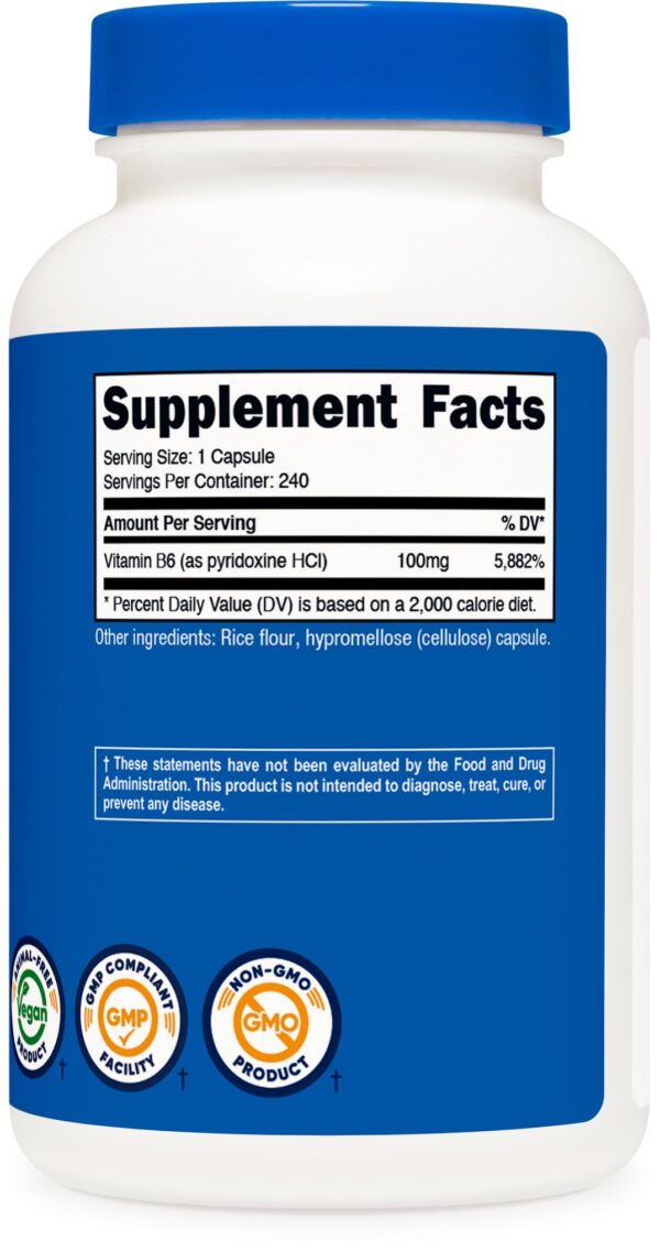 Suplemento Nutricost Vitamina B6 en cápsulas para energía