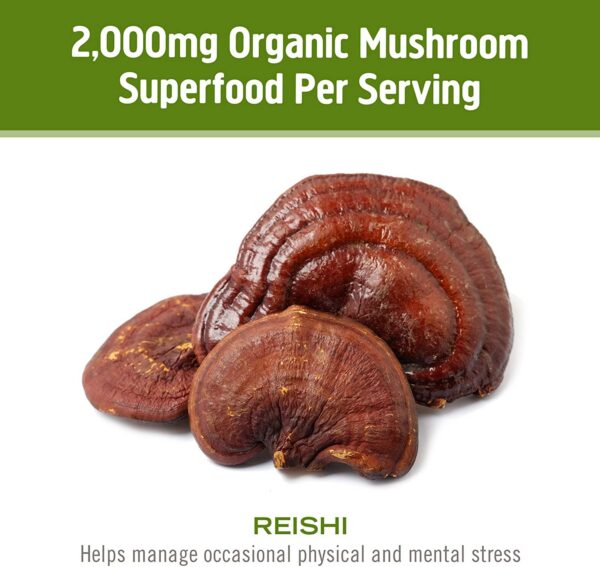 Version 1.0.0 Suplemento OM Mushroom línea completa polvo y cápsulas Reishi