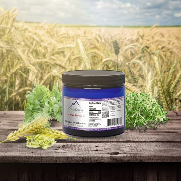 suplemento organic con alfalfa, cebada y pasto de trigo