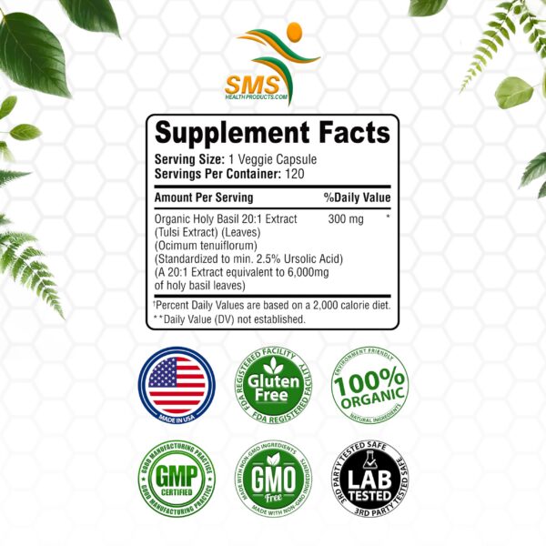 Version 1.0.0 Suplemento orgánico albahaca sagrada cápsulas veganas SMSHEALTHPRODUCTS.com