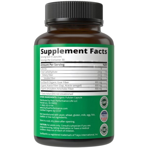 Suplemento orgánico de fibra prebiótica para hombres y mujeres Peak Performance