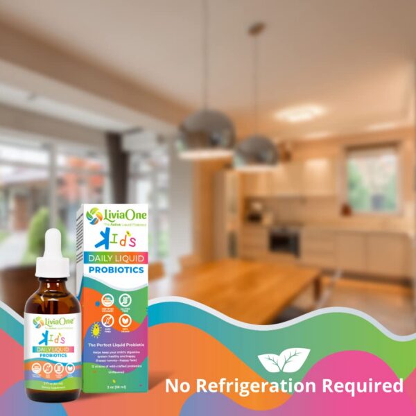 Suplemento orgánico LiviaOne para niños con probióticos líquidos