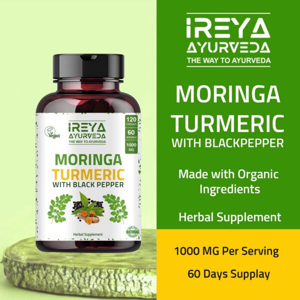 Suplemento orgánico moringa cúrcuma con pimienta negra