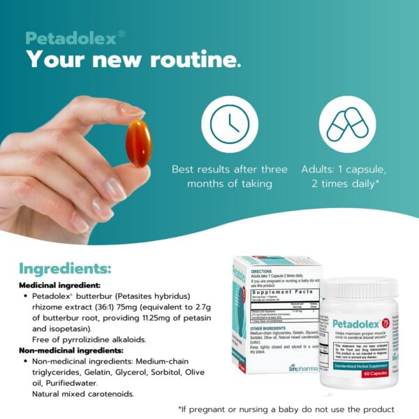 Suplemento de petasita para alergias y migrañas