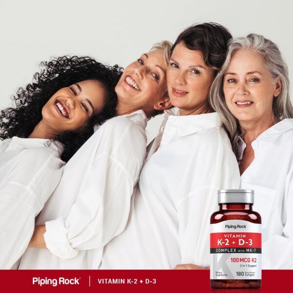 Suplemento Piping Rock vitamina K2 D3 en cápsulas blandas