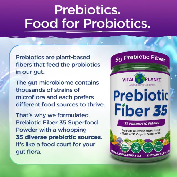 Suplemento en polvo Vital Planet Fiber 35 apoyo digestivo natural