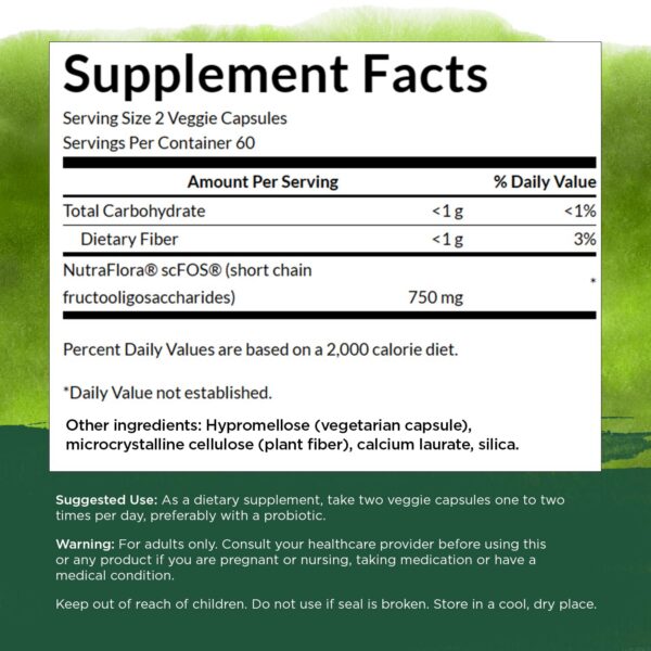 Suplemento prebiótico Swanson 750mg cápsulas para intestino