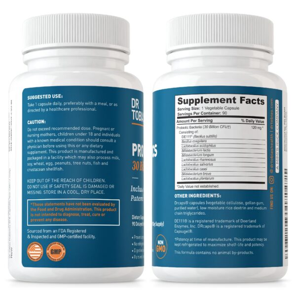 Suplemento premium Dr. Tobias probióticos sin GMO 30B UFC