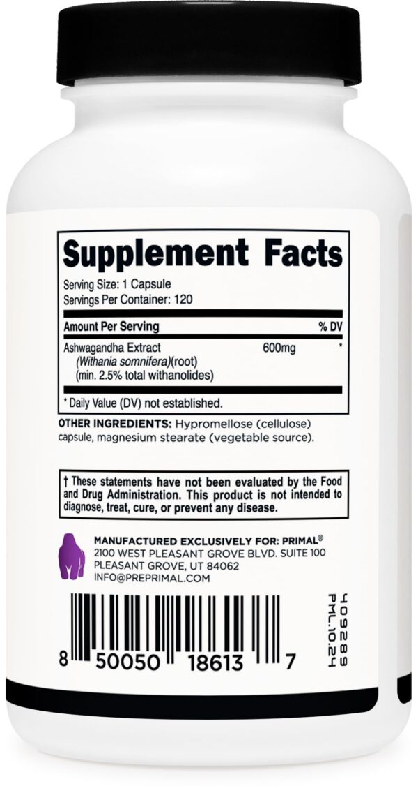 Version 1.0.0 Suplemento Primal Ashwagandha raíz testado y certificado GMP