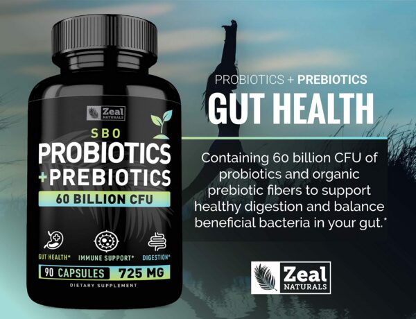 Suplemento probiótico 60 mil millones UFC con fibras prebióticas