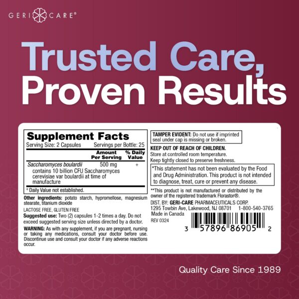 Suplemento probiótico GeriCare sin gluten y sin alérgenos