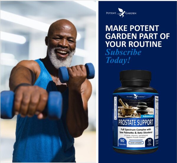 Suplemento próstata cápsulas Potent Garden lado derecho